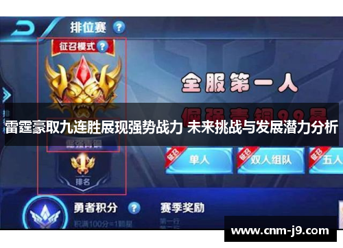 雷霆豪取九连胜展现强势战力 未来挑战与发展潜力分析 雷霆豪取九连胜展现强势战力 未来挑战与发展潜力分析